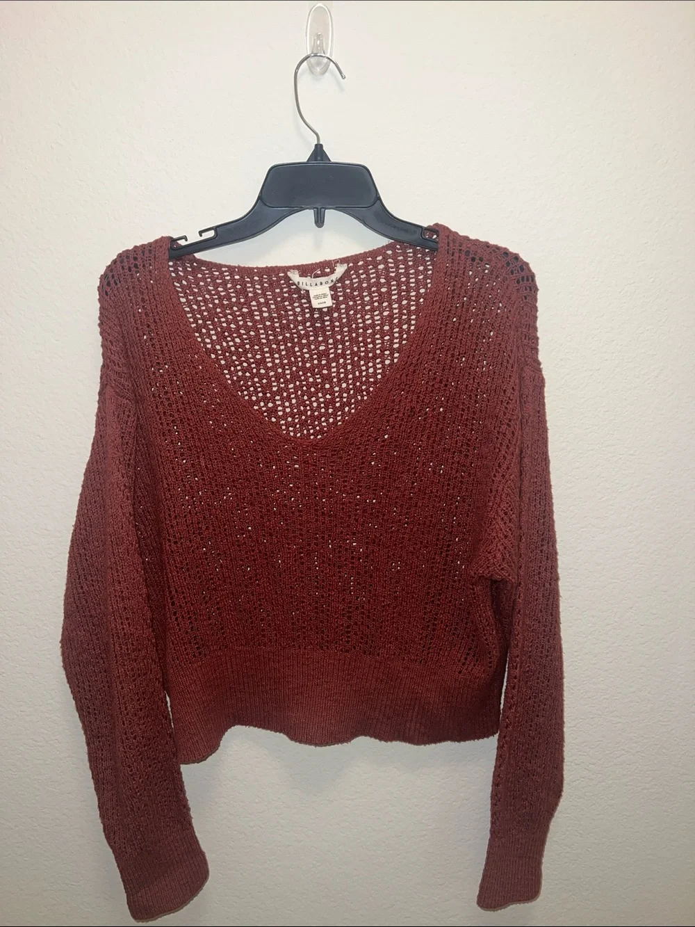 Billabong Womens Feel The Breeze chunky knit Sweater brown Sz S boho